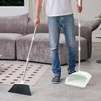 Broom with Dustpan Combo Set for Home 54-in Long Adjustable Handle Angle Broom and Dustpan Set with Dustpan Comb Teeth for Sweeping Pet Hair Food Dirt Kitchen