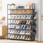 OYREL Large Capacity 7 Tier Shoe Rack, Black, 33.3in Wide x 11.2in Deep x 48.7in Tall, Holds 28-35 Pairs of Shoes, Ultra-Minimalist Style, Waterproof and Durable