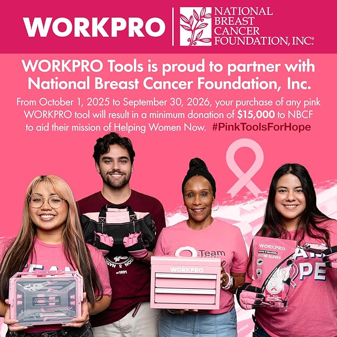 WORKPRO 10-Piece Precision Screwdriver Set with Pink Pouch, Phillips, Slotted, Torx Star, Magnetic Tip Small Screwdriver Repair Kit, for Eyeglass, Watch, Computer, Laptop and Phone - Pink Ribbon