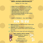 100% Natural Alpaca Dryer Balls | Organic Fabric Softener | Static Reducer | Hypoallergenic | Sustainable | Toxin Free | Handmade in USA | Reusable