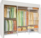 Ulif E13C Heavy Duty Closet Organizer System，Freestanding Clothing Racks for Hanging Clothes，Adjustable Garment Rack 63" W x 16" D x 77" H Hold 960 lbs，White Clothing Rack with White Dustproof Cover