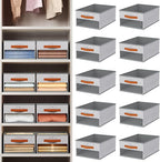 Homsorout Drawer Organizers and Storage - 10 Pack Foldable Pants Organizer with Clear Window & Handles, Fabric Closet Organizer for Clothes, Jeans, Sweaters, Towels, T-shirt, Scarf (Ant Light Gray)