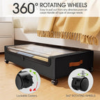 Yecaye 4 Pack Under Bed Storage with Wheels, Under Bed Storage Containers with Lids, Large Under Bed Rolling Storage with Clear Window & Label, Rolling Drawers for Clothes, Blankets, Books