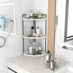 Dorhors 3-Tier Corner Bathroom Organizer Countertop for Storage,Vanity Tray,Wood Counter Organizer for Kitchen,Bathroom,Dresser (Rustic White)