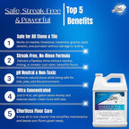 Black Diamond Stoneworks Marble & Tile Cleaner Gallon + Ultimate Grout Cleaner with Brush Quart (2-Pack) – Safe for Natural Stone, Deep Grout and Tile Cleaning to Restores Shine