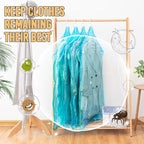 TAILI Hanging Vacuum Storage Sealer Space Saver Bags for Clothes, Coat, Closet Organizers, 4 Pack (2 Long, 2 Short) Blue