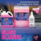 AIM Chemicals Ammoniated Glass Cleaner Concentrate - Streak-Free Shine for Windows, Cars, Homes, Offices - Dilutes 10:1 - Removes Dirt, Grime, Fingerprints - Ideal for Glass Spray Bottles - Gal