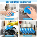 Tanlade 480 Pcs Individually Wrapped Sponges Kitchen Bulk Non Scratch Scouring Sponges for Dishes Household Cleaning Travel Apartments Hotel Car (Blue)