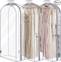 BALEINE 60'' Clear Garment Bags, 10.5'' Wide PEVA Suit Bag for Closet Clothes Dresses Suit Coats Storage (Clear, 3PK)