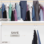 MORALVE Pants Hangers Space Saving - 4 Pack European Beechwood Scarf and Jean Hangers - Closet Organizer and Space Saver Pant Rack, Leggings Hanger, and Scarf Holder with 360° Swivel Hook