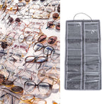 Healeved Felt Fabric Wall Hanging Glasses Storage Pouch Dustproof Eyewear Organizer Bag for Sunglasses with Hanging Hook Suitable for Household and Travel Use in Medium Gray