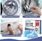 Navona 50 Pack Washing Machine Cleaner Tablets, Deep Cleaning Descaler for Front & Top Load HE Washers, Residue, Grime, and Odors Remover, Pet Owner Friendly
