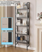 UMDONX Behind The Door Bathroom Shelf Narrow 5-Tier, Slim Space-Saving Storage Shelf, Freestanding Narrow Shelving Unit for Bathroom, Kitchen, Closet and Laundry Room Black