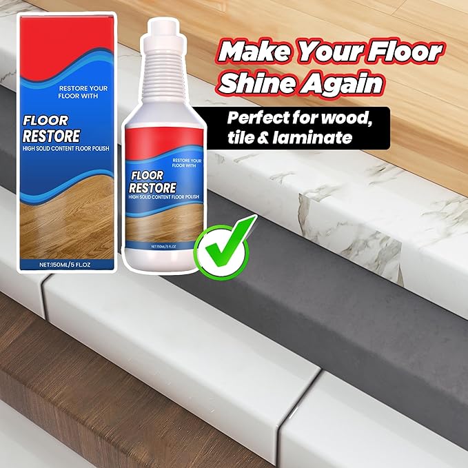 Floor Restore for Wood Floors: Floor Clean Restorer & Polish for Tile, Shine Wood, Laminate, Vinyl, Bamboo - Quick-Drying Flooring Protection Agent (2, 150 ml)
