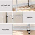 M MZG 3 Tiers Shelf Metal Storage Shelves Wire Rack Closet Organizers with Wheel for Garage Kitchen Bathroom Laundry Chrome 11.8" D x 17.7" W x 28.8" H