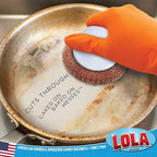 LOLA Copper Mesh Scouring Pad w/Comfort Knob, 144 Pack, Heavy Duty Cleaning Pads, Knitted Wire Mesh, Cleans Caked-On & Baked-On Messes