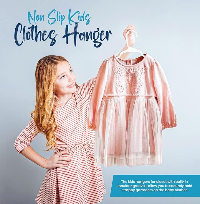 Utopia Home Kids Hangers - Plastic Baby Hangers for Closet - Childrens Hangers for Clothes & Infant Hangers for Closet - Ideal for Everyday Standard Use (White, Pack of 100)
