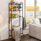 Over The Toilet Storage,3-Tier Heavy Duty Metal Bathroom Organizer, Freestanding Space Saver with Wide Shelves for Towels & Toilet Paper (Black)