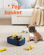 Small Woven Basket, 12 x 8 x 4.5 Inches, Storage Basket for Organizing, Cute Small Rope Shelf Closet Cube Storage Bins Baskets for Shelves, Dog Toy Gift Baskets Empty, 3 Packs, Navy Blue