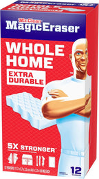Mr. Clean Magic Eraser Sponge, All Purpose Cleaner, Cleaning Scrubber, Wall, Sneaker, Kitchen, Bathroom, Shower Cleaning Supplies, Melamine Sponge, Cleaning Pads, Whole Home Extra Durable, 12ct