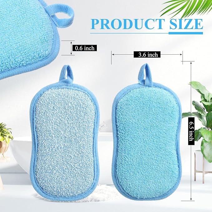 Boao 10 Pieces Multipurpose Kitchen Scrub Sponges, Non-Scratch Microfiber Scrub Sponges for Kitchen Reusable Scouring Pads Sponge Scrubber for Household Cleaning Dishes and Pots(Blue, Gray)