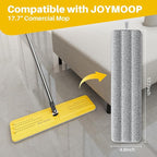 JOYMOOP 17.7-Inch Microfiber Flat Mop Replacement Pads – Washable Reusable Grey & Stripe, Pack of 2 Wet & Dry Refill for JOYMOOP Flat Mop & Mop Bucket Set
