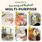 Reusable Paper Towels - 10 Pack - Roll of Washable Cotton Cloth Paper Towels - Paperless Reusable Napkins Cloth Washable - Absorbent + Long Lasting - Zero Waste Products - (Holly Jolly)