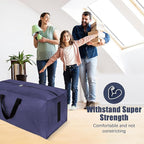 HOMESURE 12 Pack Large Strong Moving Bags with Zippers & Carrying Handles - Water-Resistant - Heavy Duty Storage Tote for Space Saving, Fold Flat, Alternative to Moving Box (Blue)