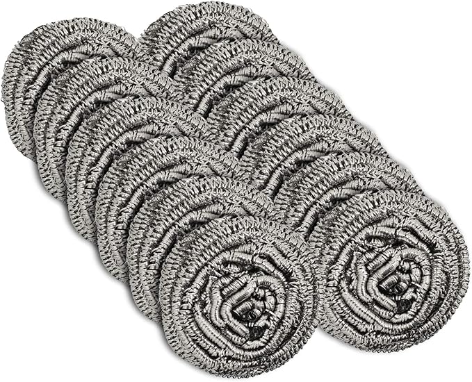12 Pack Stainless Steel Scourers by Scrub It – Steel Wool Scrubber Pad Used for Dishes, Pots, Pans, and Ovens. Easy scouring for Tough Kitchen Cleaning.