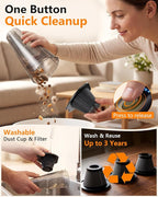 PowerSpeed CleanView Portable Handheld Vacuum - 16000Pa Strong Suction Powerful with 1000mL Dust Cup and LED Light - Cordless Vacuum Cleaner for Home Daily Quick Clean - for Dust/Pet Hair/Floor Debris