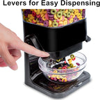 Cereal Dispenser Countertop with Lids, 5L Organization and Storage Containers for Kitchen and pantry, Rice Dispenser for food, Cereal, Beans, Nuts, Snack,Oatmeal, Dog Food, Bird Seed, Black, 3Pc