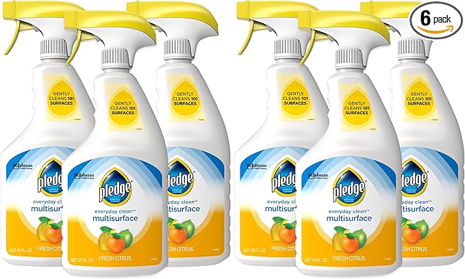 Pledge pH-Balanced Multisurface Cleaner Spray for Everyday Care,Fresh Citrus Scent,25oz,(Pack of 6)
