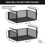 AmonHouseware 2Pack Under Shelf Basket Organizer,Adjustable Hanging Holder for Cabinet Pantry Kitchen Cupboard Desk Counter Bookshelf Organization Add-on Space Saver Heavy Duty Slide-in (Black, Large)