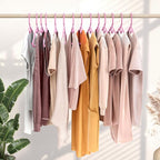 NEATERIZE Thick Heavy Duty Hangers - Pink Plastic Clothes Hangers 24 Pack - Great for Coat Hanger, Jackets Jeans & Suit Hanger for Closet - New Apartment Essentials Percheros Ganchos para Colgar Ropa