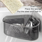 2PCS Sink Organizer Rack for Kitchen for Sponges, Scrubbers, Sink Corner Drain Box,with Adhesive Suction Cup Mount(Black)