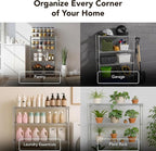 Displays By Jack 4 Tier Wire Shelving Unit Storage Rack, Metal Heavy Duty Utility Organization Units for Products Plant Standing Shelf, Pantry, Garage, Shelf Stand, Black, 14" W x 30" L X 48" H