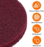 HARFINGTON 12pcs Scrubber Scouring Pads 400 Grits 2 Inch Drill Power Brush Hoop and Loop Surface Conditioning Disc Drill Scuffing Disc Scrub Pads for Home Kitchen Cleaning, Red