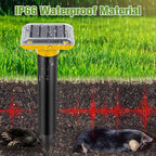 Solar Ultrasonic Mole Repellent, Gopher Repeller Outdoor, Solar Powered Waterproof Snake Repellent for Yard Deterrent Gopher Vole Snake Pest and Other Animals from Lawn Garden Yard Home(2 Packs)