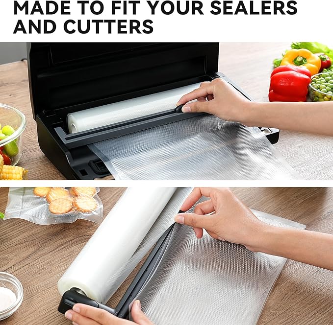 Wevac Vacuum Sealer Bag Rolls, 8"x16' (2 Rolls), Heavy Duty Food Storage for Sous Vide, Freezer, Meal Prep, Keep Food Fresh Longer