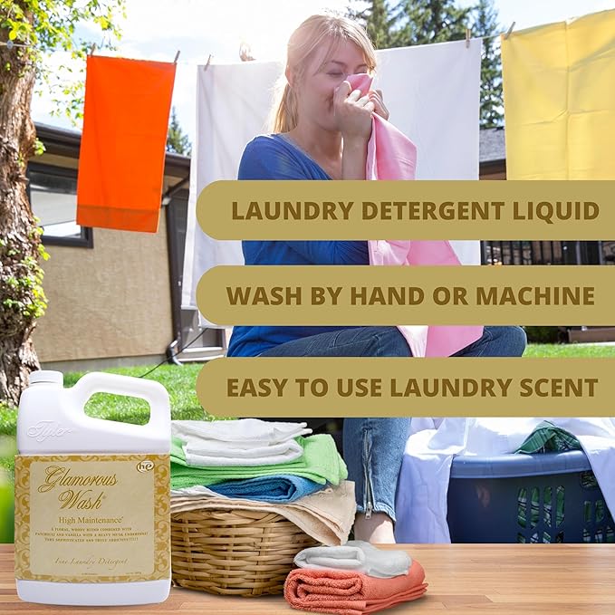 Worldwide Nutrition Bundle: Tyler Candle Company Glamorous Wash High Maintenance Scent Fine Laundry Liquid Detergent - 1.89L (64 Fl Oz) Container and Worldwide Nutrition Multi-Purpose Key Chain