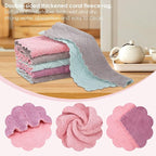 22 Pack Kitchen Dish Cloths, Reusable Dish Towels, Nonstick Oil Washable Fast Drying, Super Absorbent Coral Velvet Cleaning Cloths for Cleaning Tableware, Kitchen, Bathroom (Pink-green-10" x 6")