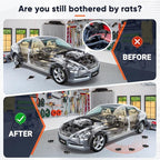 Ultrasonic Rodent Repellent for Car Engine, 2 Pack Mouse Repellent – Battery Powered Under Hood Mouse Repeller with Upgraded Flashing Strobe Light, Keep Mice Out of Car, RV, Garage, Room