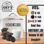 JOEY'Z Large 1.25 Gallon Airtight Cookie Jar with Lid - Large Cookie Jars with Lids, Ivory Counter Decorative - Makes a Great Dog Treat Jar