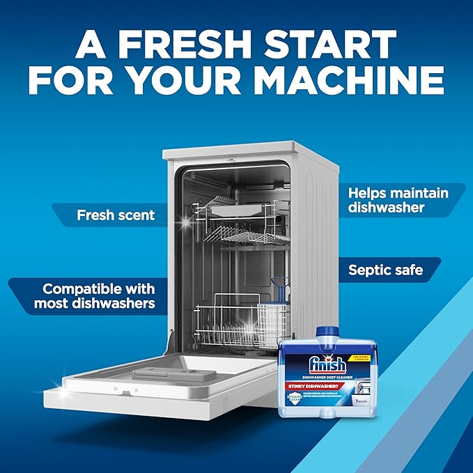 Finish Dishwasher Cleaner Liquid, Deep Cleans Hidden Grease & Limescale, Fights Odors & Maintains Performance, 3 Month Supply, 8.45oz, 1 Bottle