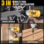 Impact Wrench Compatible with DeWalt 20V Battery: 1/2 Inch Hog Ring Impact Driver - 1000N.m(750ft-lbs) Cordless Impact Gun - Brushless Motor with LED Light And Blet Clip - Tool Only