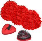 Chenille Mop Heads Replacements for Ocedar, Mop Replace Head for O Cedar Mops, Chenille Duster for Ocedar Easywring 1 Tank Spin Mops Includes 3 Pack Chenilles Pad Refills, 1 Scrub Brush and 1 Base