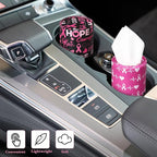 Outus 12 Pcs Breast Cancer Awareness Car Tissues Cylinder Holder with 3 Ply Facial Tissue Bulk Ribbons and Hearts Tissue Holder Travel Tissues Boxes Container for Car Cup Office Home Charity Event