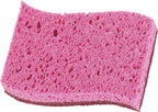 Non-Scratch Cellulose Sponge Kitchen Scrub Sponge with Scouring Pad Set, Good for Non-Stick Cookware Frying Pan, Pot, Counter Top, Sink Scrubbing, Kitchen Scrubbers, Pack of 2, (Red/Pink)
