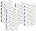 STF Linen Bar Mops Blue Stripe Pack of 60 Kitchen Towels 16x19 Multi-Purpose for Home, Restaurant and Cleaning White Absorbent Washcloth Dishcloths Sets, Reusable Dish, Cloths Rags