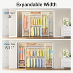 VIPEK X30 Expandable Clothes Rack Adjustable from 5' to 6'11", 950lbs Capacity Heavy Duty Portable Closet with 4 Hanger Rods & 7 Wire Shelves, Metal Wardrobe System for Reach-in Closet, White